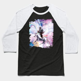 Laser Eyes Space Cat On Sloth Unicorn - Rainbow Baseball T-Shirt